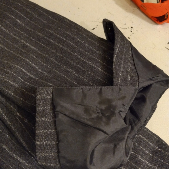 COPY - BB Dakota Blazer Suit Jacket Cropped Lined Gray Pinstripes Logo Size S/34 - Picture 10 of 10